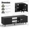 Media Console Table with 2 Side Cabinets with Doors and 3-Position Adjustable Shelf